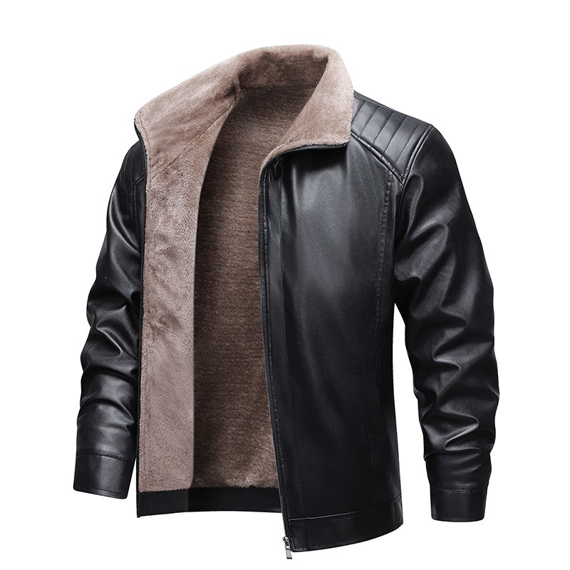 Herren Gefütterte Kunstleder-Blousonjacke mit Teddyfutter & Stehkragen Echoarchiv