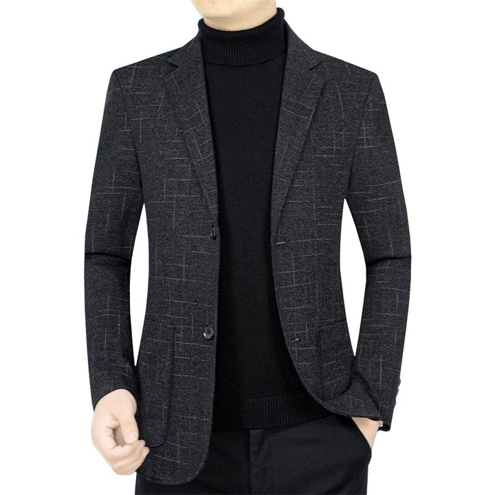 Herren Slim-Fit Sakko aus Wollmischung mit dezentem Karomuster – Tianoro