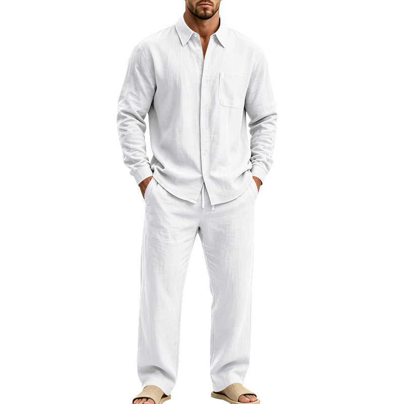 Herren entspanntes Leinen-Hemd und weite Loungewear-Hose Echoarchiv