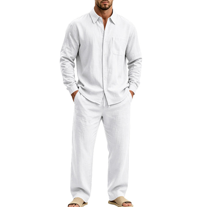 Herren entspanntes Leinen-Hemd und weite Loungewear-Hose Echoarchiv