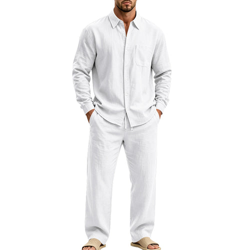 Herren entspanntes Leinen-Hemd und weite Loungewear-Hose Echoarchiv