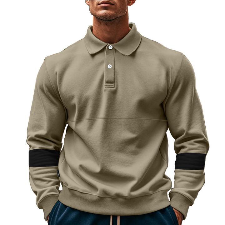 Herren lässiger Poloshirt mit strukturierten Ärmeln Echoarchiv