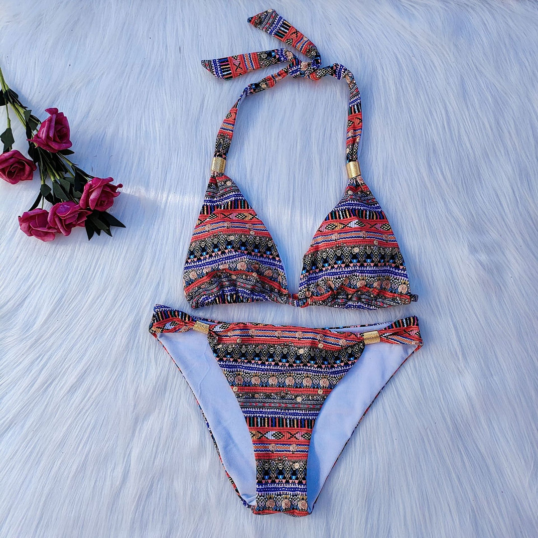 Damen Triangel-Bikini mit verspieltem Ethno-Muster Echo Archiv