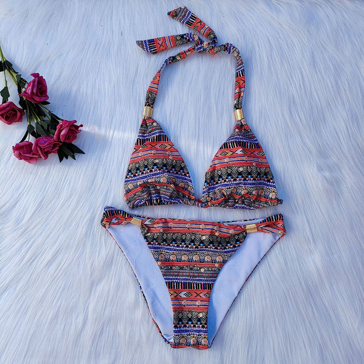 Damen Triangel-Bikini mit verspieltem Ethno-Muster Echo Archiv