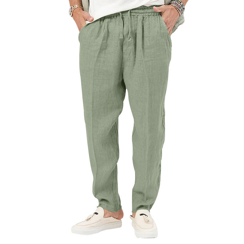 Herren Leichte Sommer-Linenhose mit elastischem Bund und Seitentaschen Echoarchiv