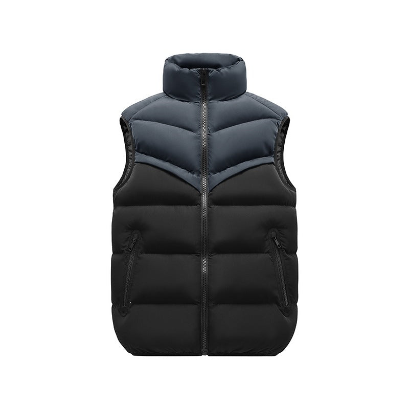 Herren Thermo-Steppweste mit hohem Stehkragen, Farbblock‑Design & Reißverschlusstaschen Echoarchiv