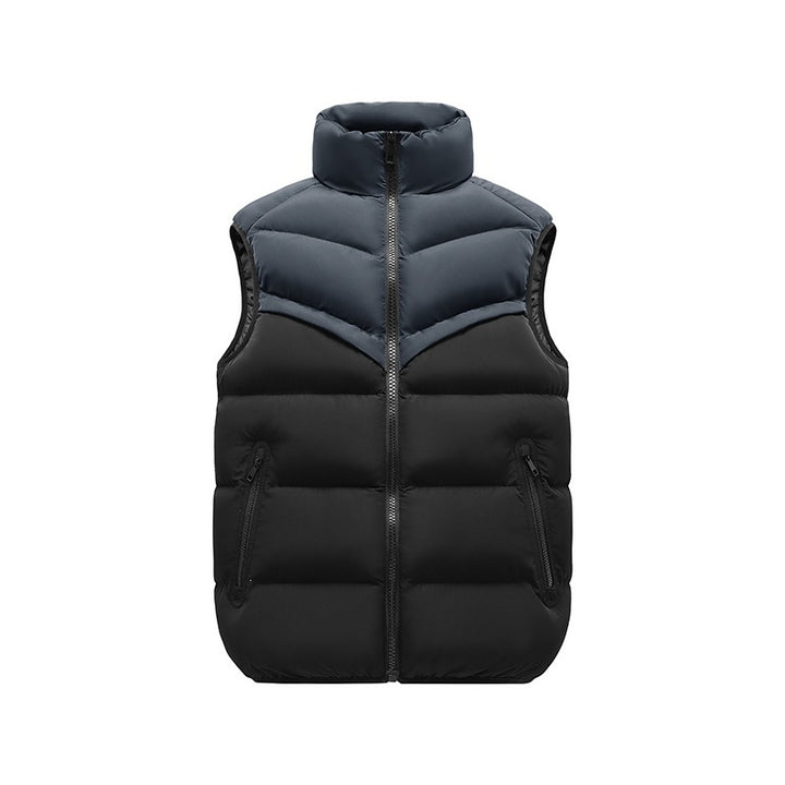 Herren Thermo-Steppweste mit hohem Stehkragen, Farbblock‑Design & Reißverschlusstaschen Echoarchiv
