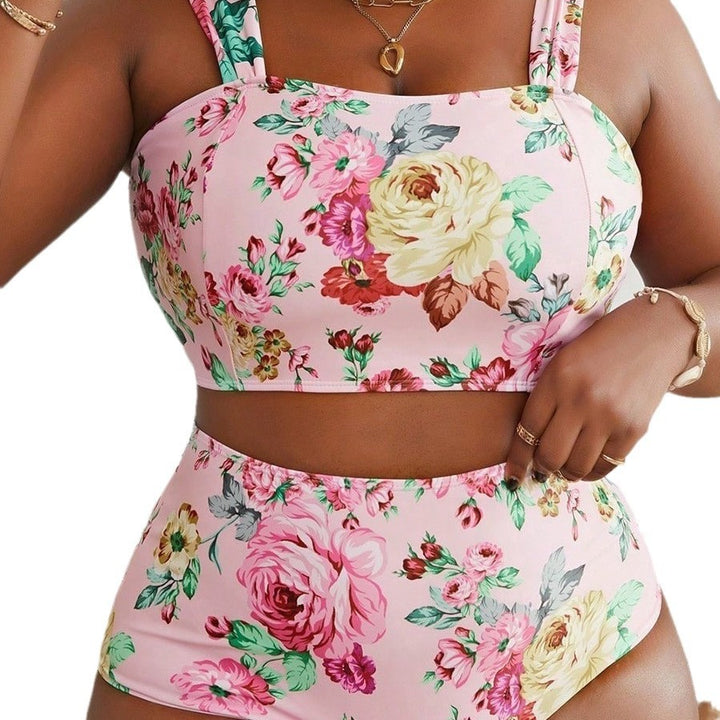 Damen Floral Bikini-Set mit hoher Taille und breite Träger Echo Archiv