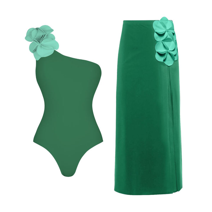 Damen Schwimmanzug mit floralem Oberteil und eleganter Maxi-Rock Echo Archiv