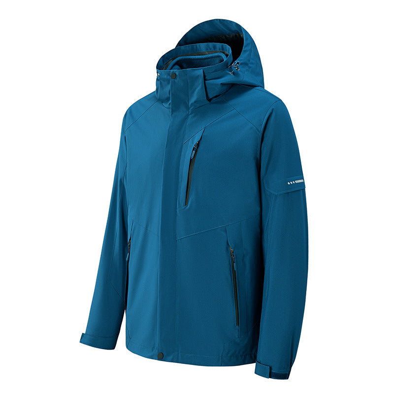 Herren wasserdichte dreilagige Softshell-Outdoorjacke mit verstellbarer Kapuze und verschweißten Reißverschlüssen Echo Archiv