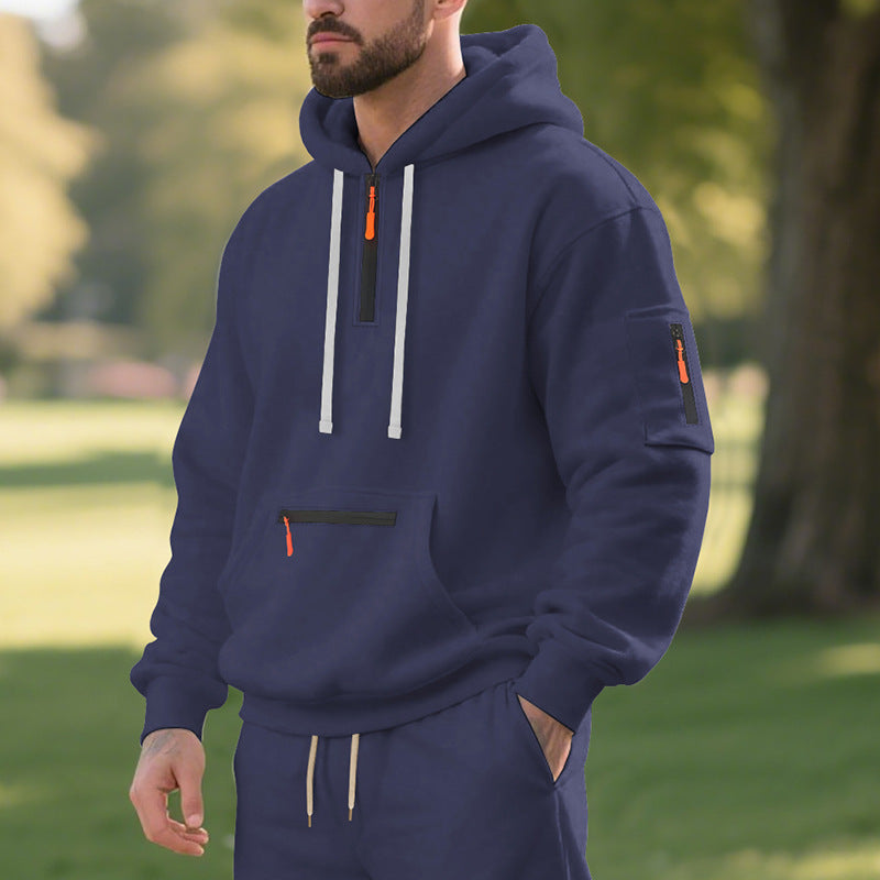 Herren Sportlicher Hoodie mit funktionalen Reißverschlusstaschen Echoarchiv