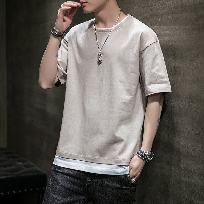 Herren lässiges oversized T-Shirt mit kontrastierendem Untersetzer Echoarchiv