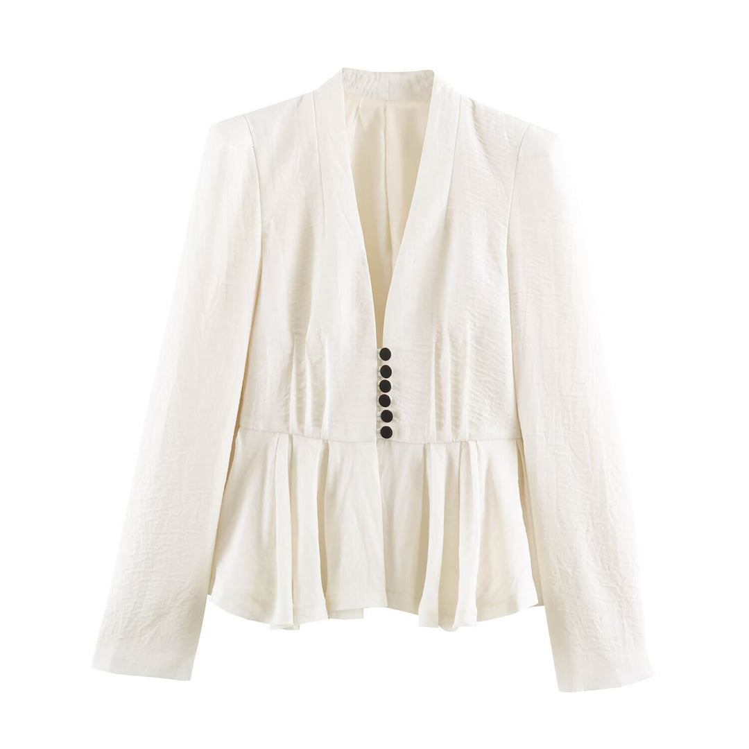 Damen Taillierte Blazerjacke mit tiefem V-Ausschnitt, Schößchen und Zierknopfleiste Echo Archiv
