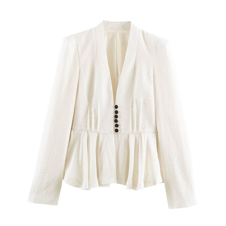 Damen Taillierte Blazerjacke mit tiefem V-Ausschnitt, Schößchen und Zierknopfleiste Echo Archiv