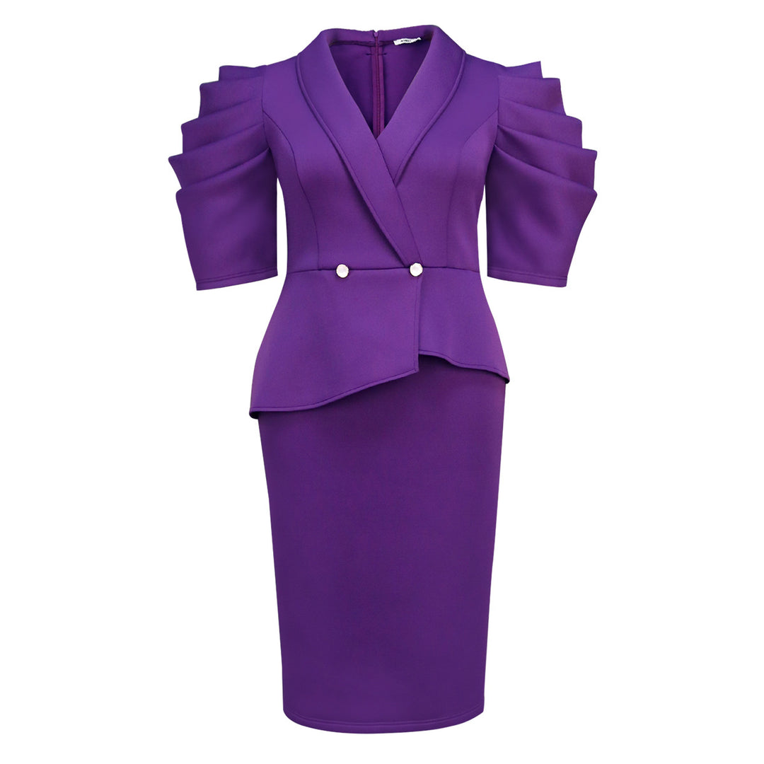 Damen Elegantes Etui-Kleid mit voluminösen Puffärmeln Echo Archiv