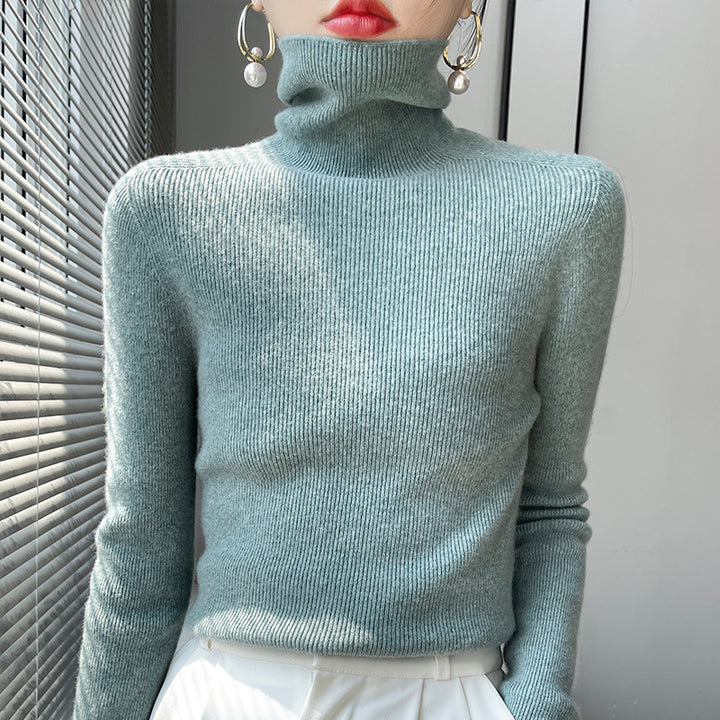 Damen Schmaler Rollkragenpullover aus Kaschmir‑Mix mit extralangem Ärmelabschluss Echoarchiv