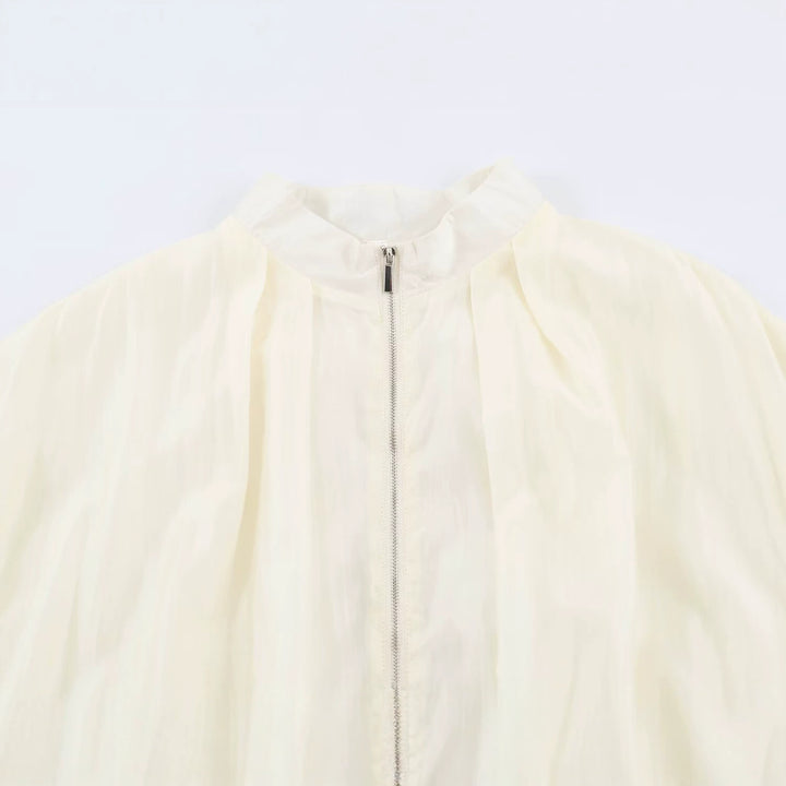 Damen Kurz geschnittene Wollmix-Jacke mit Stehkragen, Reißverschluss und Ballonärmeln Echo Archiv