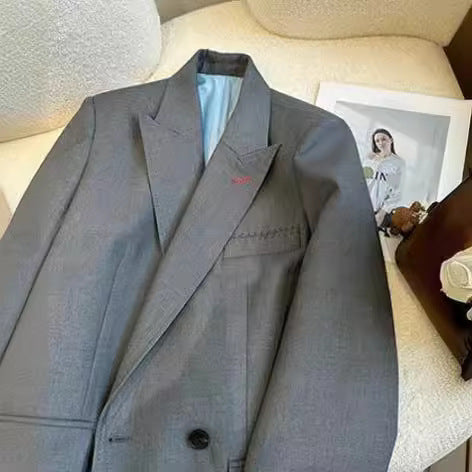 Damen Zweireihiger Oversize-Blazer mit schmalem Revers, Innenfutter & Pattentaschen Echo Archiv
