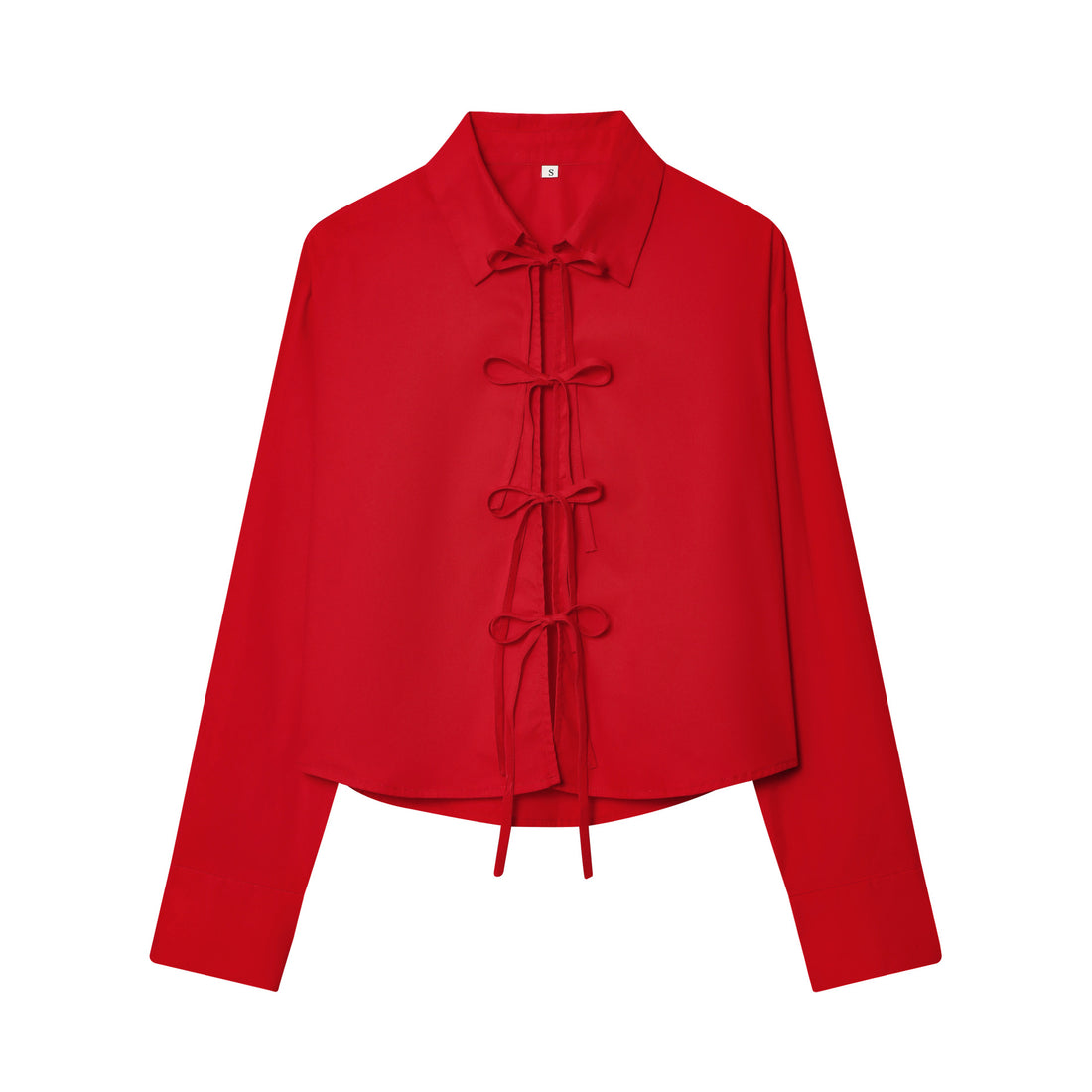 Damen gestreifte Bluse mit Krawatten-Front, Hemdkragen und weitem Manschettenärmel – Élovi