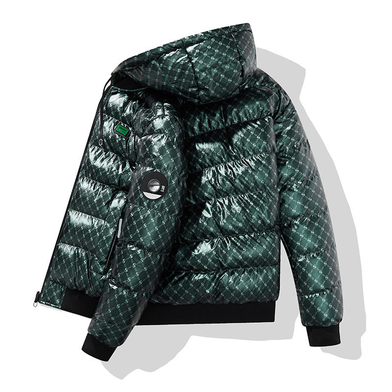 Herren Modische Steppjacke mit Kapuze und glänzendem Finish Echo Archiv