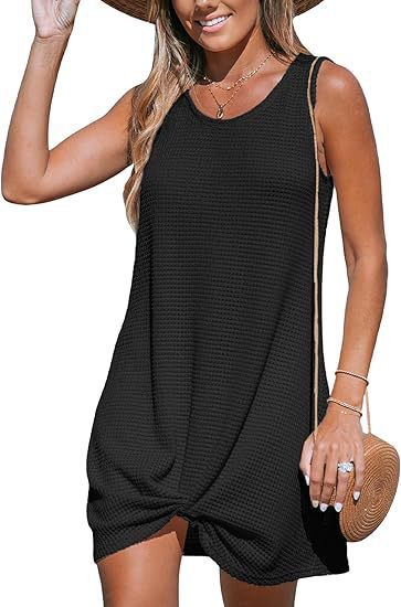 Damen lässiges Sommerkleid aus strukturierter Baumwolle mit verspieltem Knoten Echo Archiv