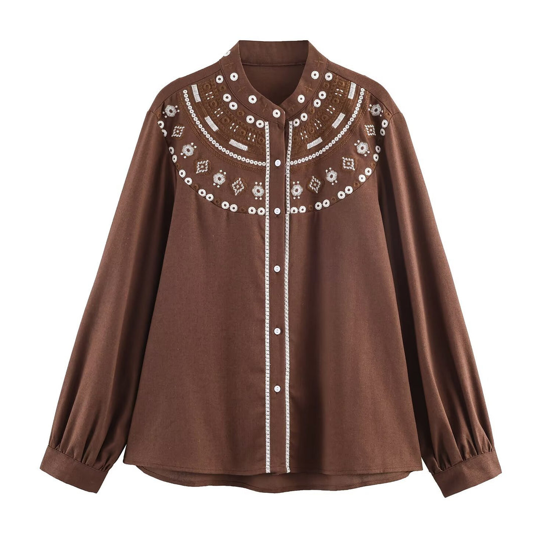 Damen zweiteiliges Blusen- und Midirock-Set mit besticktem Yoke und Pailletten Echoarchiv