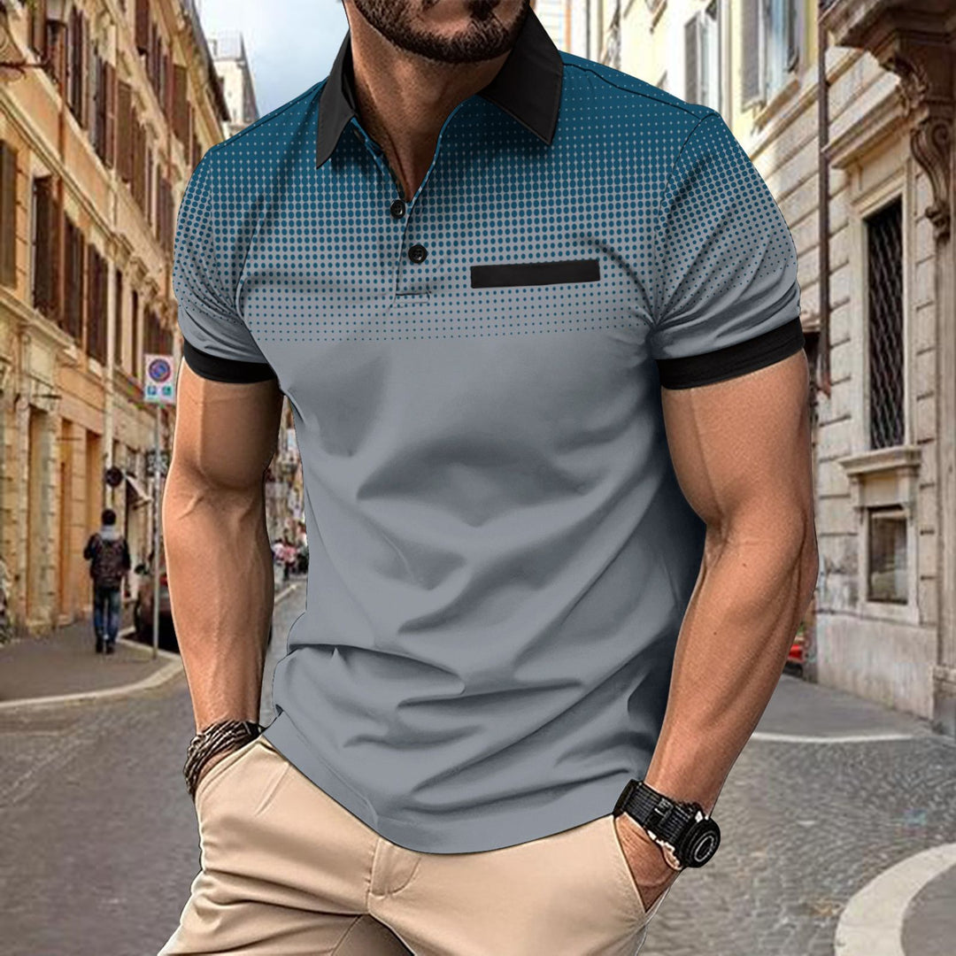 Herren Polo-Shirt mit kurzem Arm im Gradient-Muster Echoarchiv