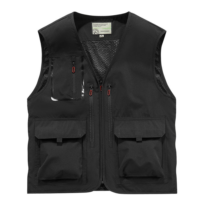 Herren Multifunktionale Outdoor-Utilityweste mit Mesh-Innenfutter und Mehrfach-Taschen Echoarchiv