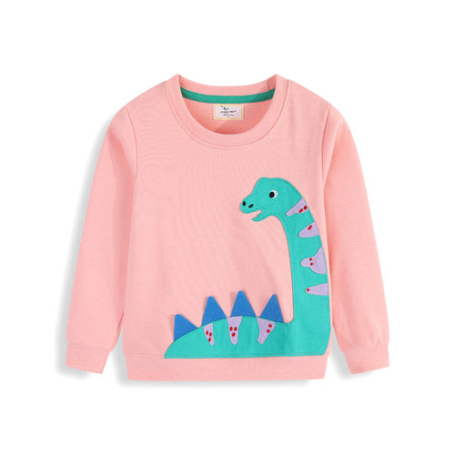 Mädchen Sweatshirt mit niedlichem Dinosaurier-Applikationsdesign Echo Archiv
