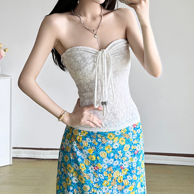 Damen Bandeau-Oberteil mit floralem Muster und geflochtenem Detail Echo Archiv