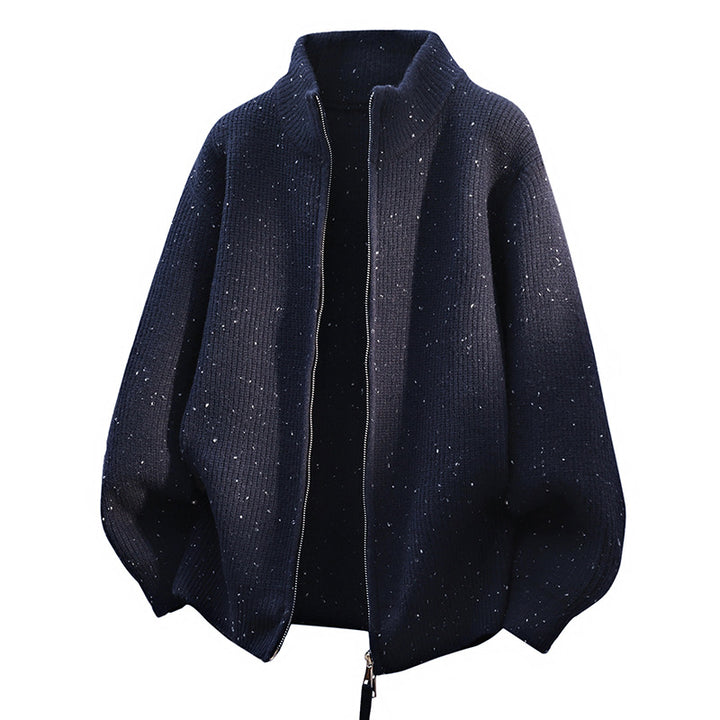 Damen Modische Strickjacke mit hohem Kragen und Reißverschluss Echoarchiv
