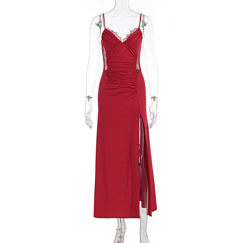 Damen Maxikleid mit raffiniertem Schlitz und verführerischen Spitzenakzenten Echo Archiv