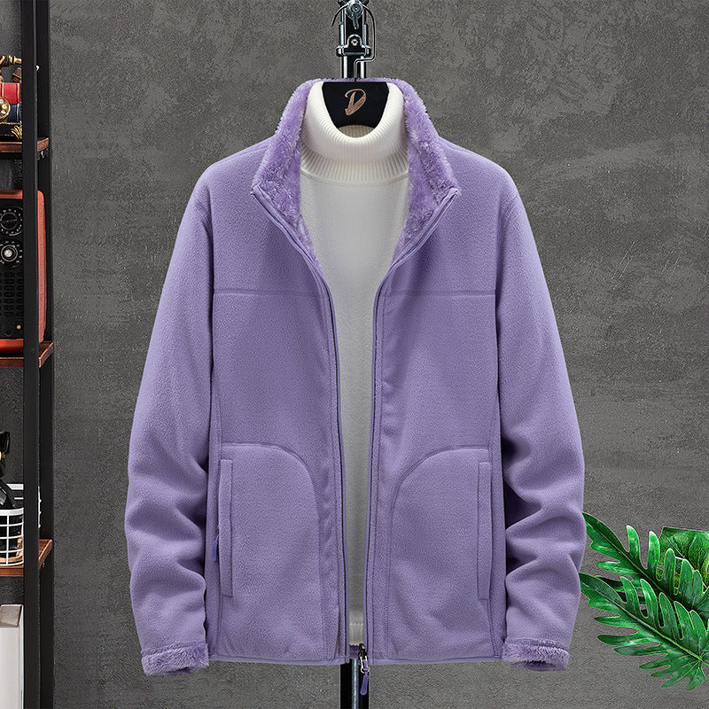 Damen Kuschelige Fleecejacke mit Teddyfutter, Stehkragen und Zwei Reißverschlusstaschen Echo Archiv