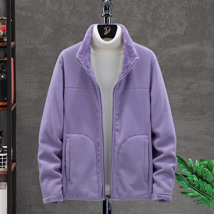 Damen Kuschelige Fleecejacke mit Teddyfutter, Stehkragen und Zwei Reißverschlusstaschen Echo Archiv