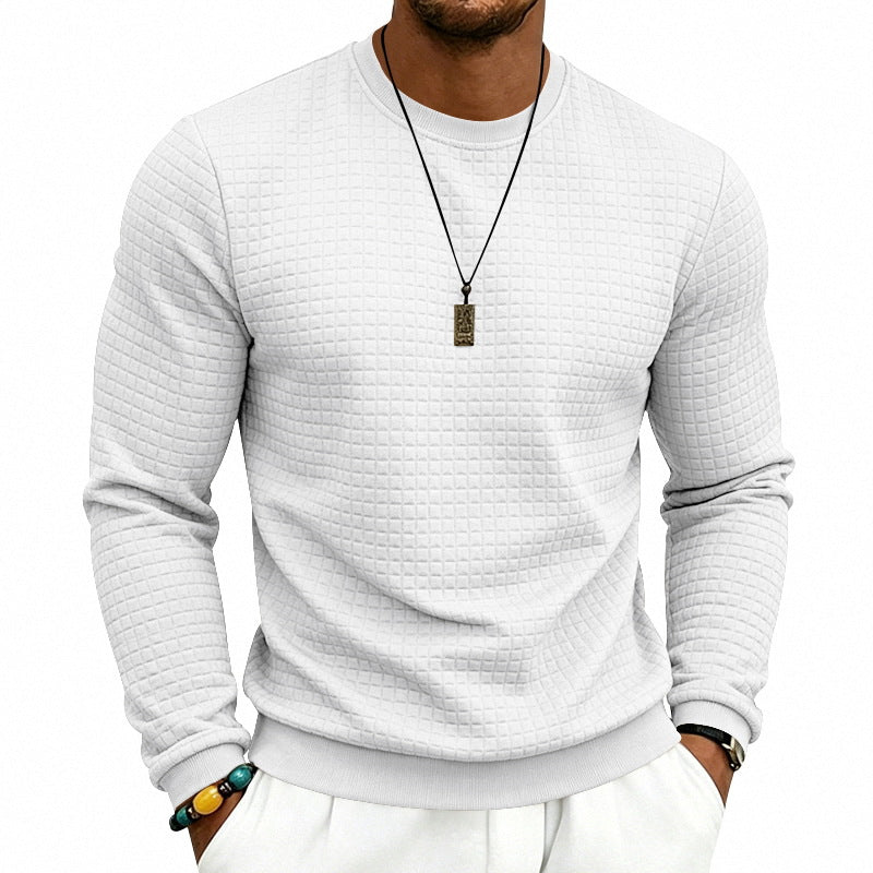 Herren Strukturiertes Rundhals-Sweatshirt mit Waffelstruktur und Rippbündchen Echoarchiv