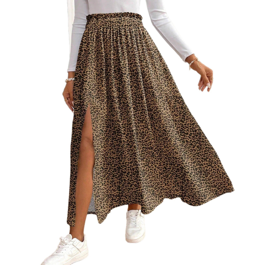 Damen Maxirock mit hohem Schlitz und Leopardendruck Echo Archiv