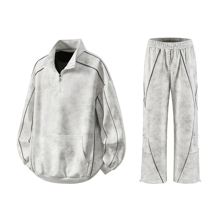 Herren Oversize-Halbzip-Sweatshirt mit Kängurutasche, kontrastpaspel und Ballonärmeln Echo Archiv
