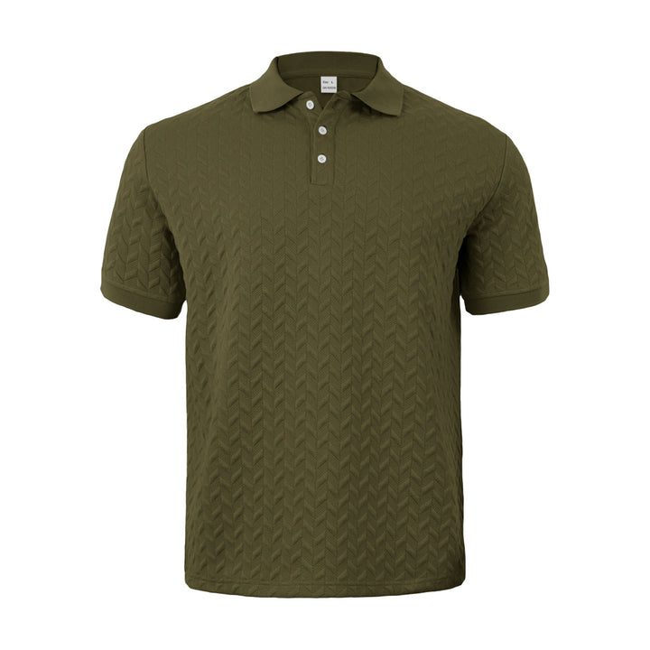 Herren nan feingewobenes Polohemd mit Chevron-Reliefstruktur und kurzer Knopfleiste Echo Archiv