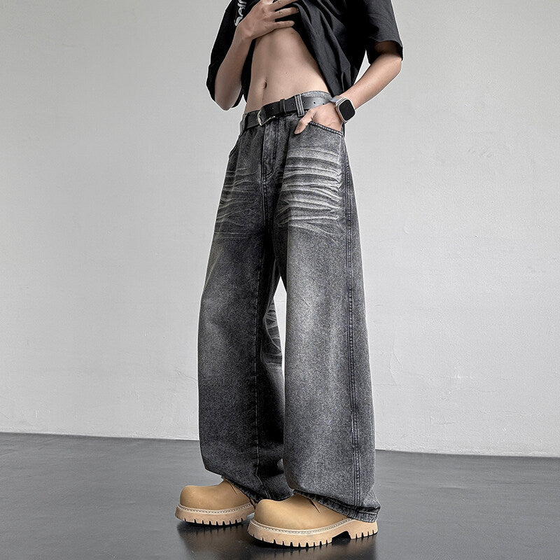 Unisex Weit geschnittene Denim-Hose mit einzigartigen Waschung und legerem Design Echoarchiv