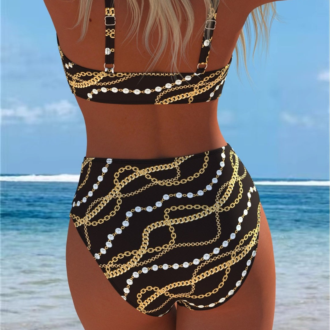Damen Bikini-Set mit luxuriösem Ketten-Design und hohem Taillenbund Echo Archiv