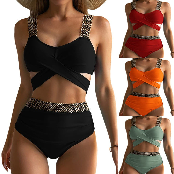 Damen Hochtailliertes Bikini-Set mit stilvollem Wickel-Oberteil Echo Archiv