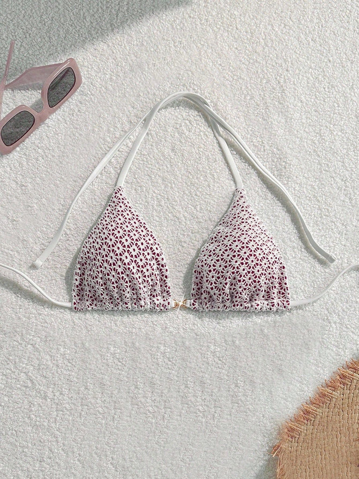 Damen Bikinihose mit seitlichen Bindebändern und floralem Muster Echo Archiv