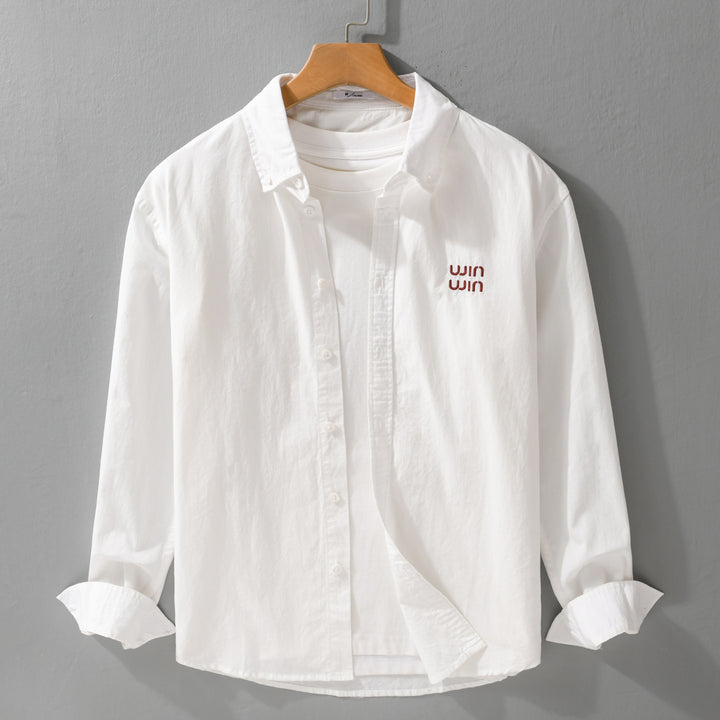 Herren Baumwoll-Overshirt-Hemdjacke mit dezenter Logo-Stickerei und entspanntem Schnitt Echoarchiv
