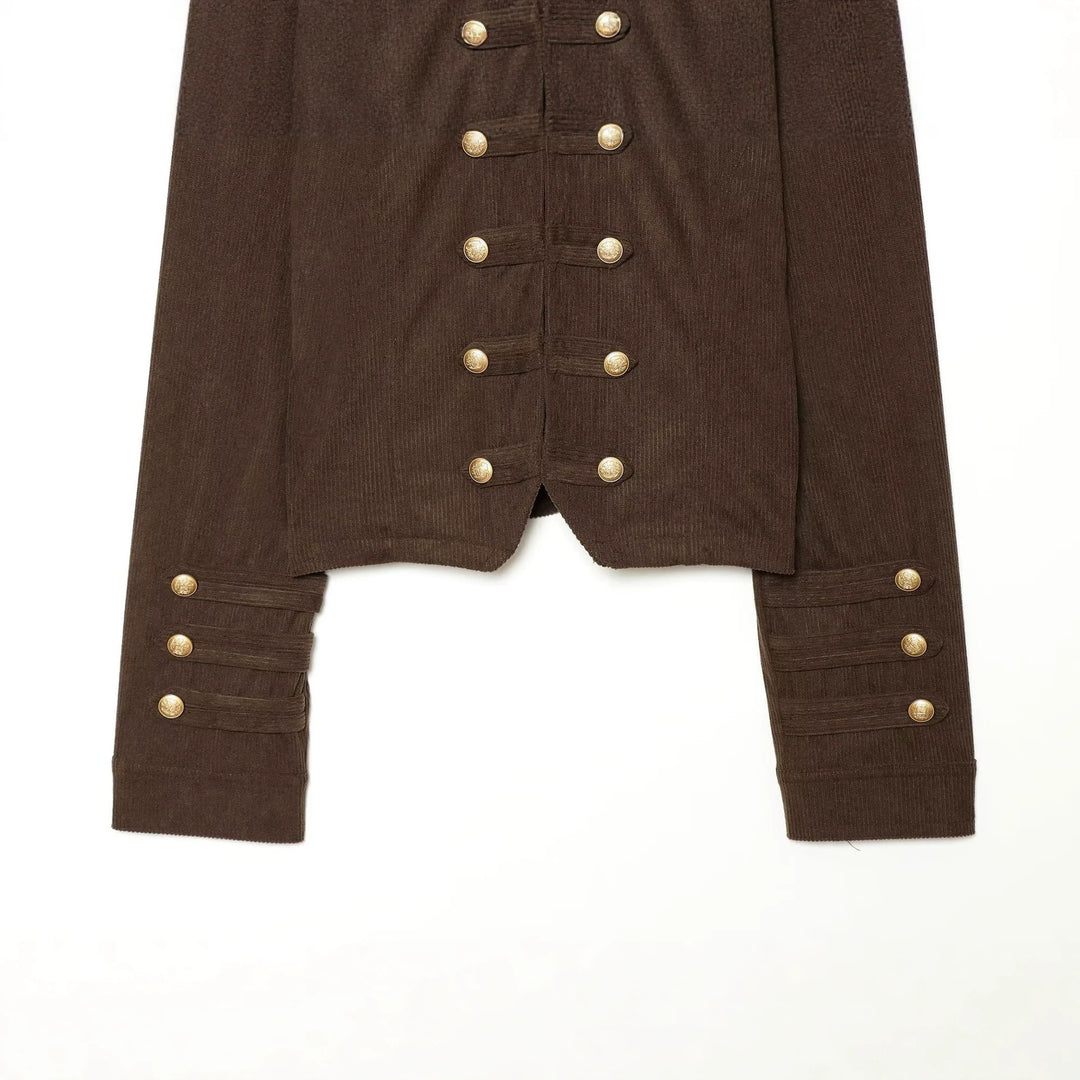 Damen Kurze Militärjacke im Boxy‑Schnitt mit Stehkragen und Zierknöpfen Echo Archiv