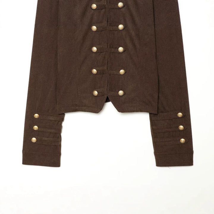 Damen Kurze Militärjacke im Boxy‑Schnitt mit Stehkragen und Zierknöpfen Echo Archiv