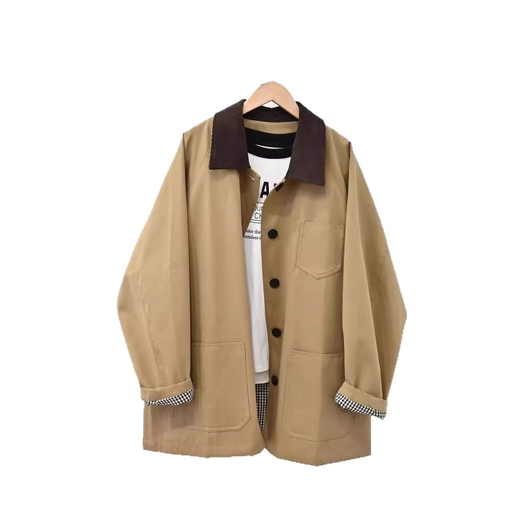 Damen Oversize-Chorejacke mit Cordkragen und großen aufgesetzten Taschen Echo Archiv