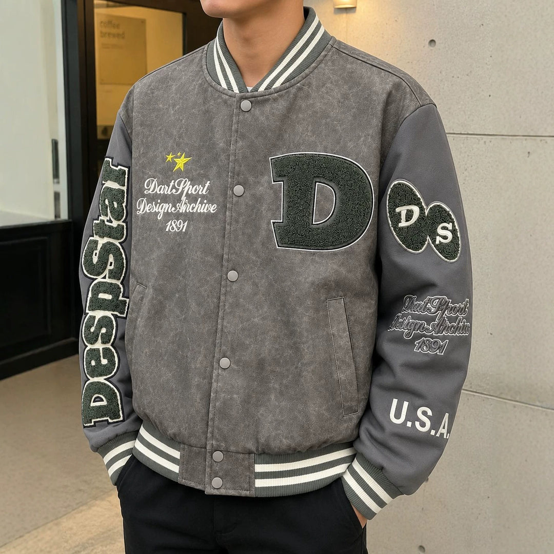 Herren Modische Bomberjacke mit gesticktem Design Echo Archiv