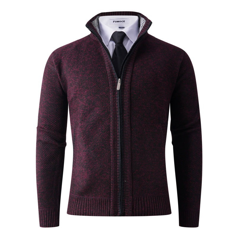 Herren stylische Strickjacke mit hohem Kragen und praktischen Taschen Echoarchiv