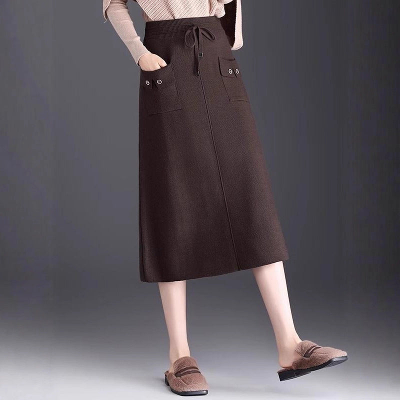 Damen Modischer Maxirock mit Taschen und Bindegürtel Echo Archiv