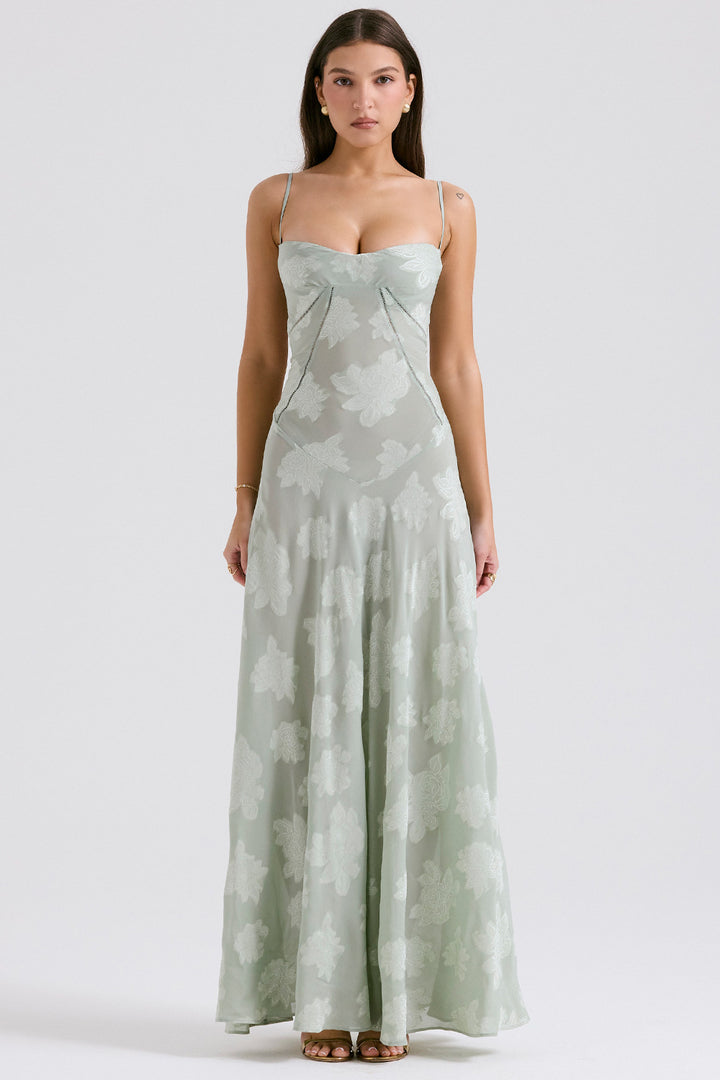 Damen Elegantes Maxikleid mit floralem Häkelmuster und raffiniertem Schnitt Echo Archiv
